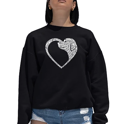 LA Pop Art Dog Heart - Women's Word Crewneck Sweatshirt
