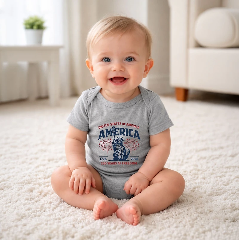 The Juniper Shop - America Statue of Liberty 250 Years Baby Short Sleeve Graphic Bodysuit