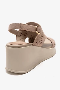Forever & Always Womens Jadira Leather Wedge Sandals