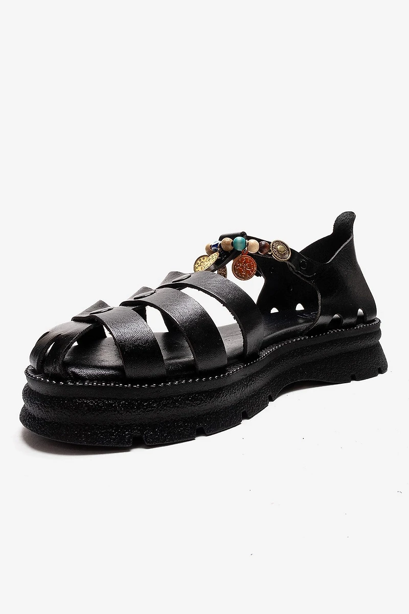 Forever & Always Womens Solis Leather Beaded Sandals