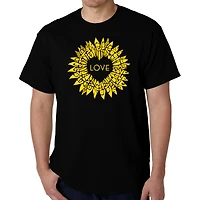 LA Pop Art Men's Sunflower Love Word T-Shirt