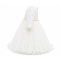 Laurenza's Baby Girls Long-Sleeve Pearl Lace Baptism Dress