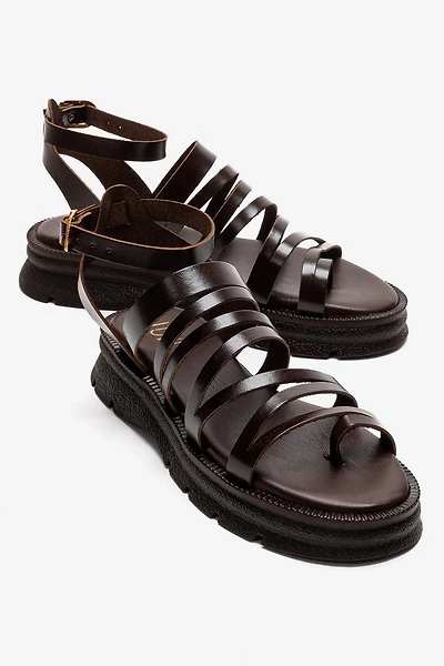 Forever & Always Womens Pelsa Leather Multi Strap Sandals