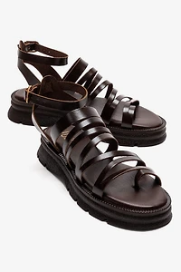 Forever & Always Womens Pelsa Leather Multi Strap Sandals