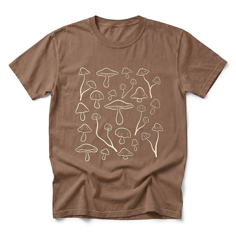 Simply Sage Market - Men's Garment Dyed Graphic T-Shirt Woodland Mushrooms