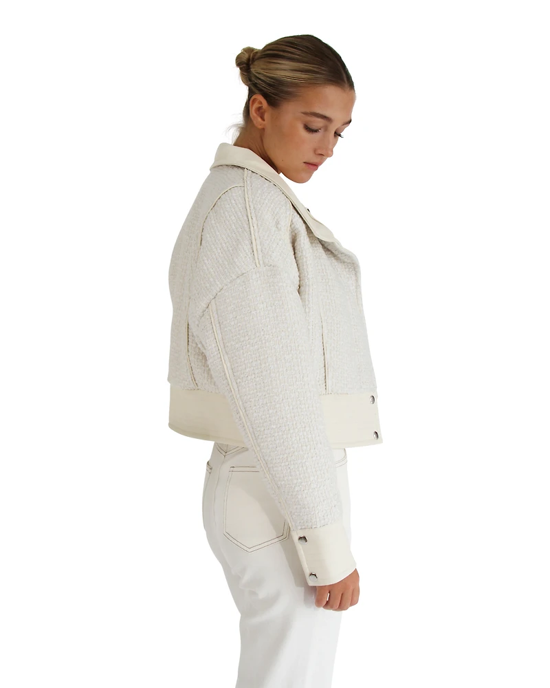 Belle & Bloom Womens Mad Love Cropped Bomber Jacket