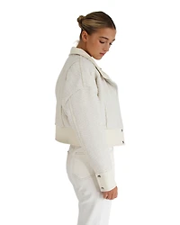 Belle & Bloom Womens Mad Love Cropped Bomber Jacket