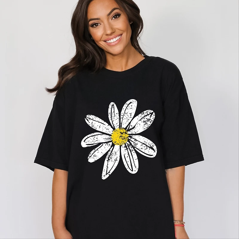 Simply Sage Market - Daisy Distressed Women's Garment Dyed Graphic T-Shirt