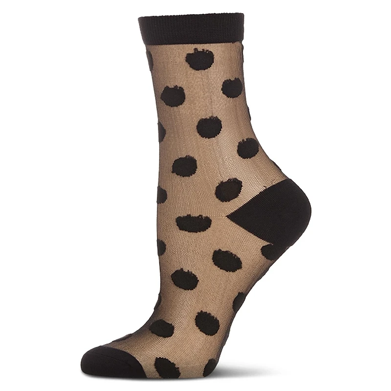 MeMoi Women's Polka Dot Sheer Crew Socks