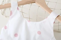 MyKids-USA Polka Dot Pattern Sleeveless Round Collar Dress With Bow