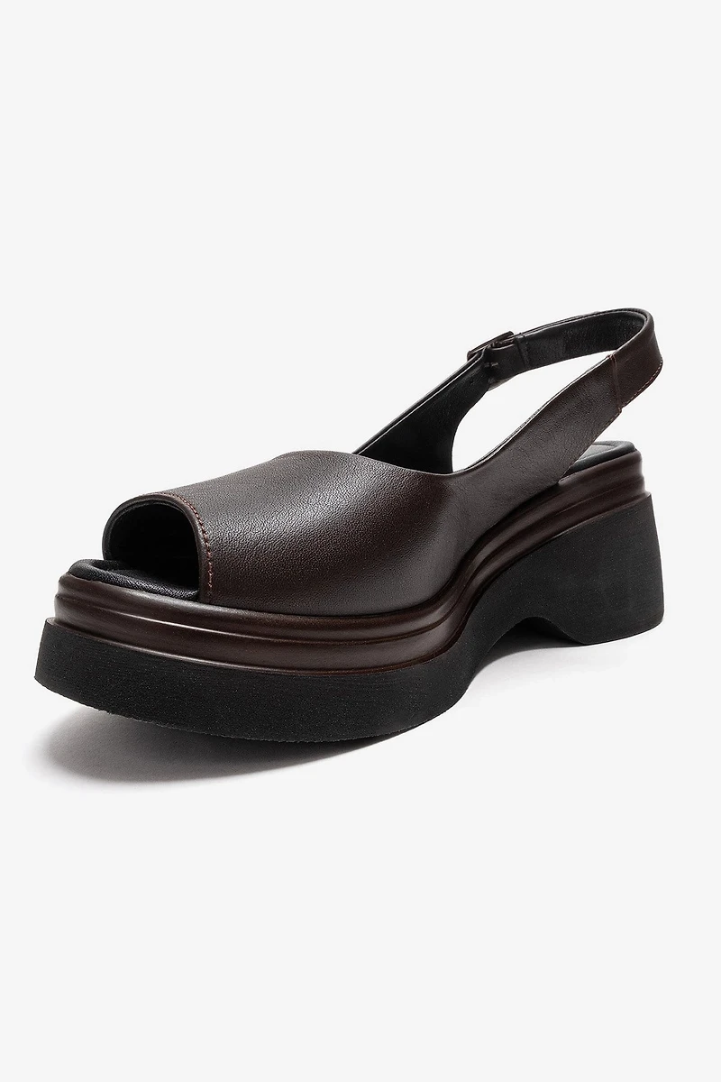 Forever & Always Womens Laure Leather Wedge Sandals