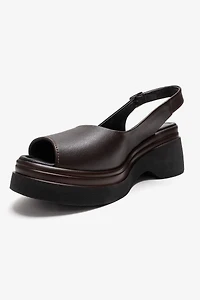 Forever & Always Womens Laure Leather Wedge Sandals