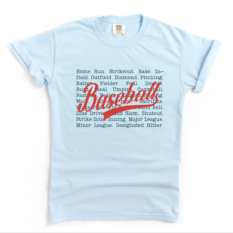 Simply Sage Market - Baseball Words Stacked Women's Garment Dyed Graphic T-Shirt