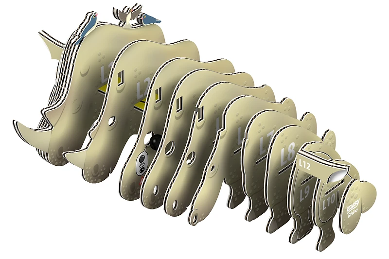 EUGY Rhino 3D Puzzle - contains 24 puzzle pieces