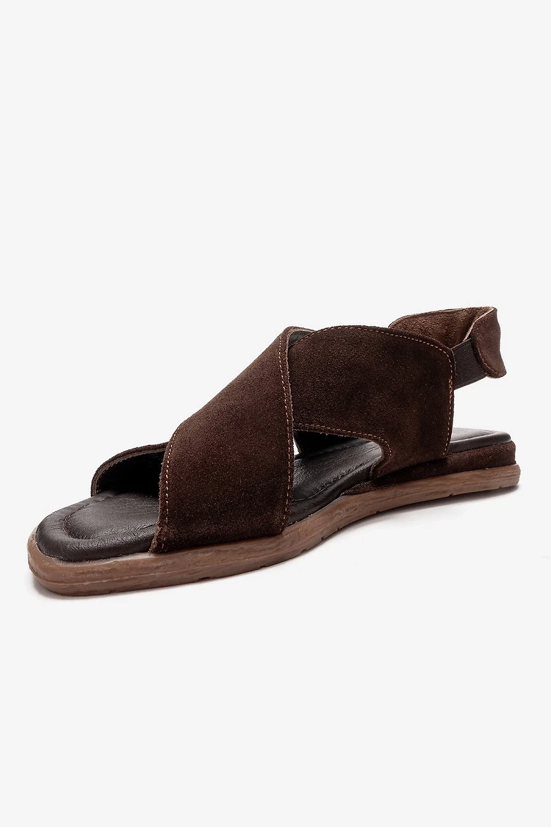 Forever & Always Womens Broods Elastic Leather Slip On Sandalss
