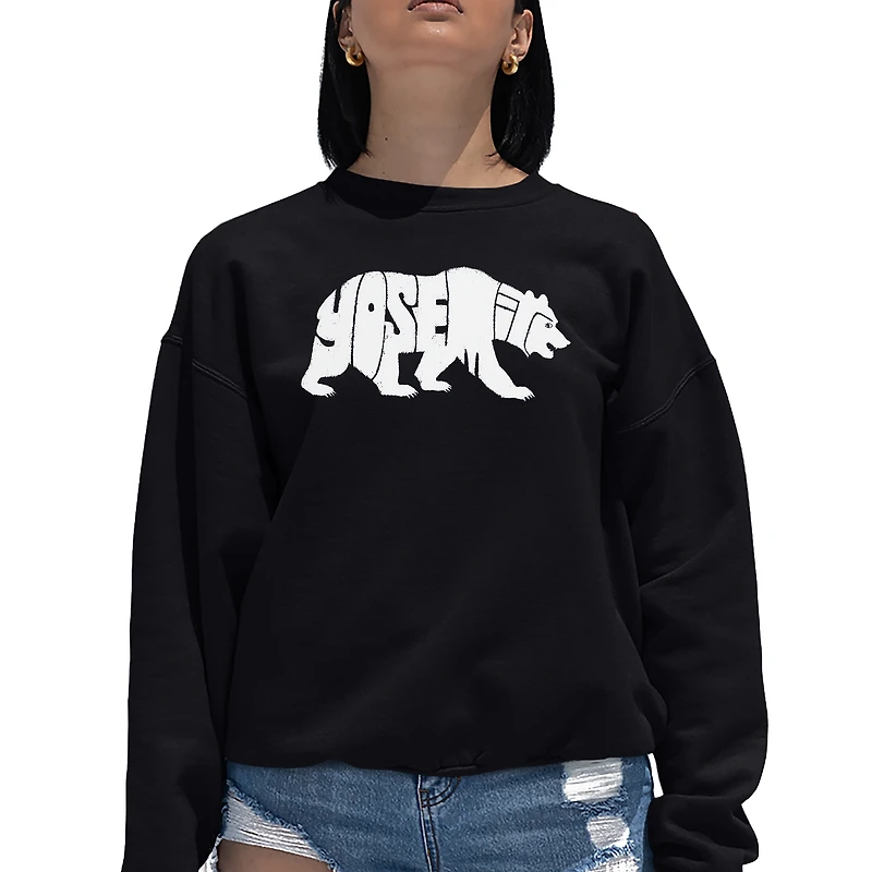 LA Pop Art Yosemite Bear - Women's Word Crewneck Sweatshirt