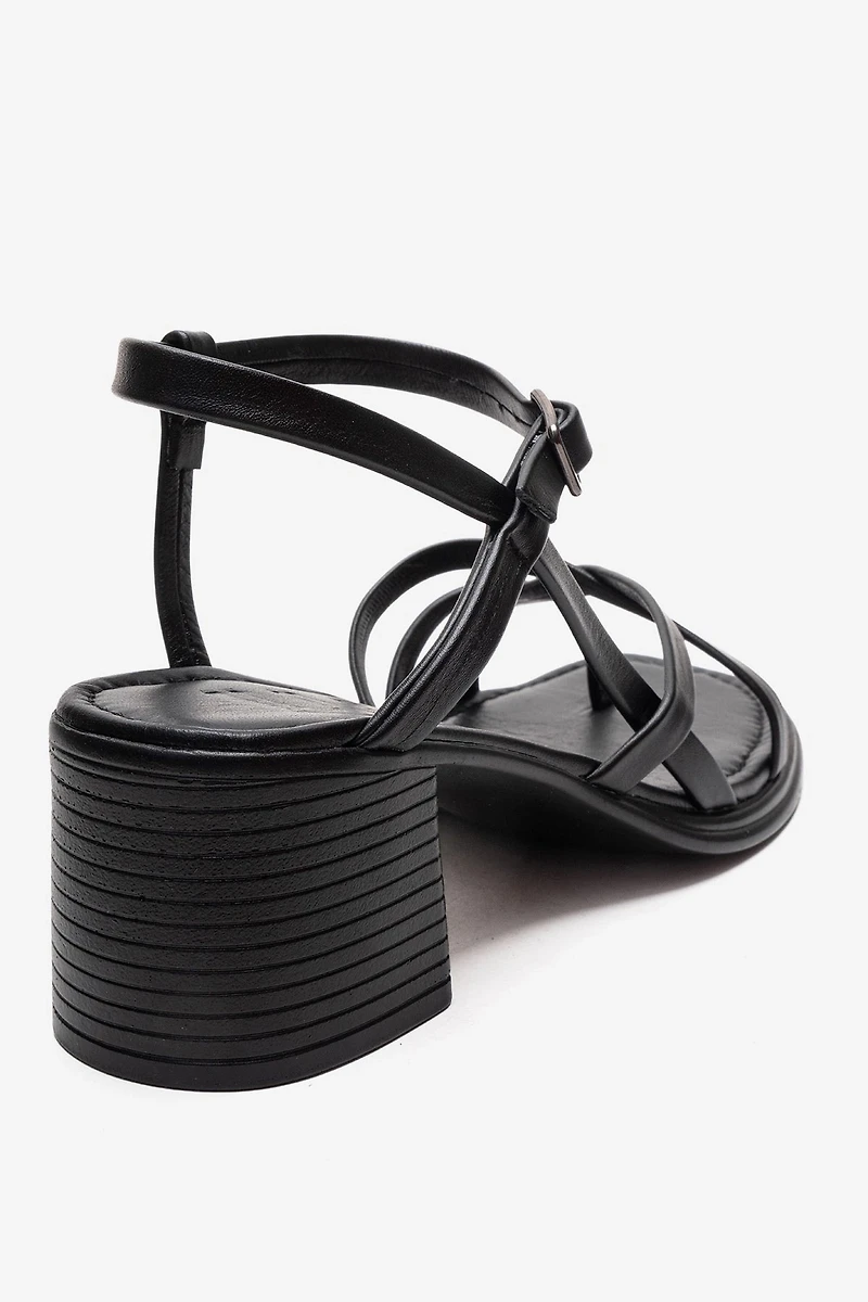 Forever & Always Womens Lavish Leather Block Heel Sandal
