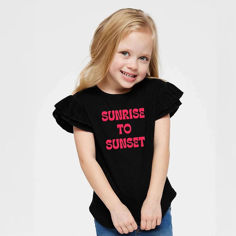 The Juniper Shop - Sunrise To Sunset Puff Print Flutter Sleeve Graphic T-Shirt