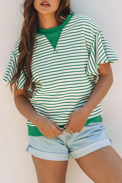 Threaded Pear Women's Sol Ruffle Short Sleeve Top