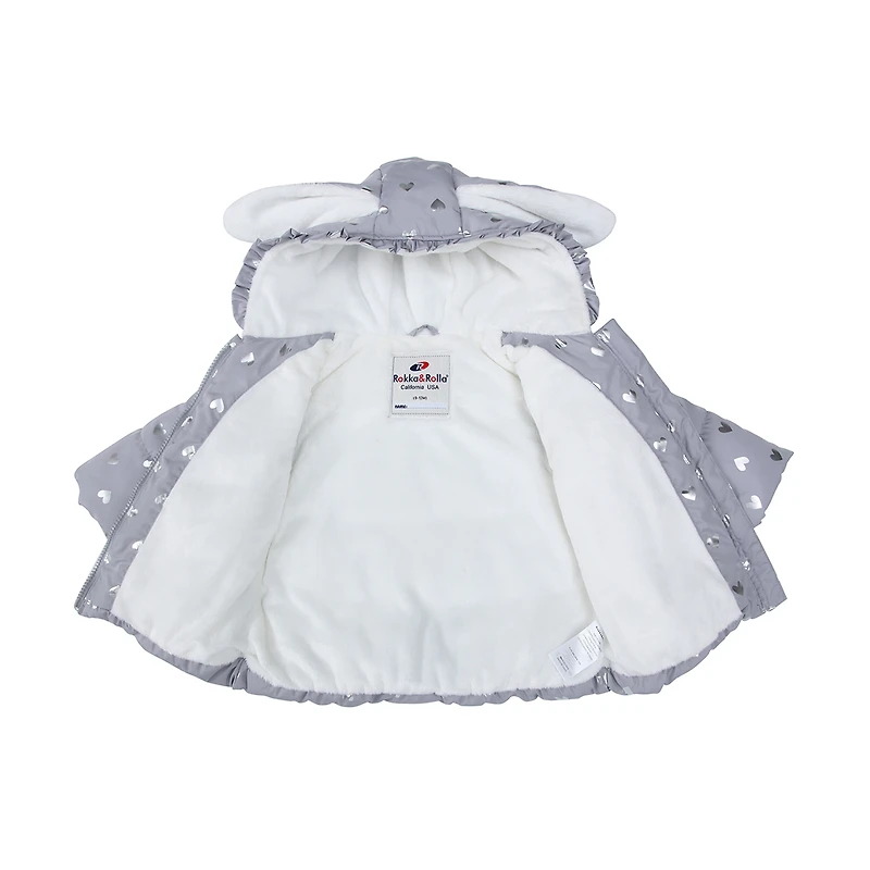 Rokka&Rolla Baby Girls Soft Fur Hooded Puffer Jacket