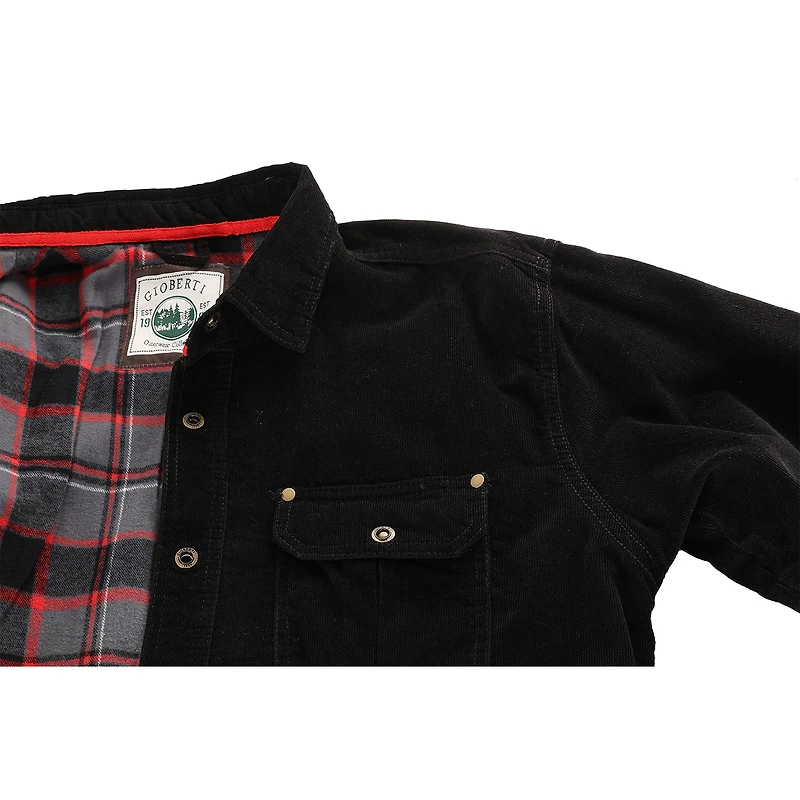 Gioberti Men's 100% Cotton Extremely Soft Corduroy Shirt Jacket with Flannel Lining