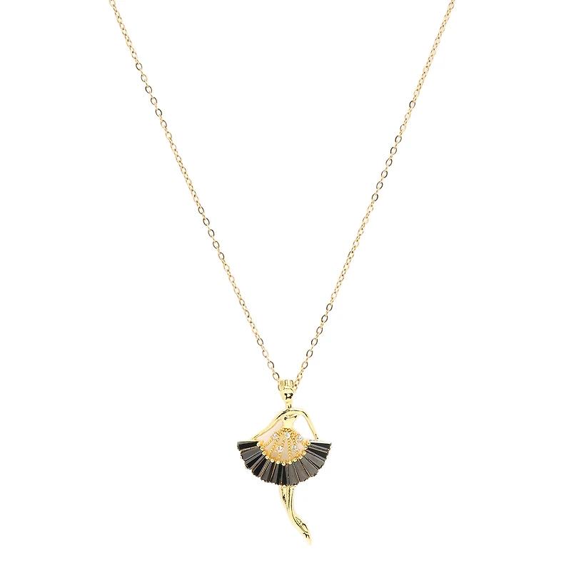 AGP PARIS Womens Golden Ballerina Grace Pendant Necklace