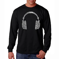 LA Pop Art Men's Word Long Sleeve T-shirt - Headphones