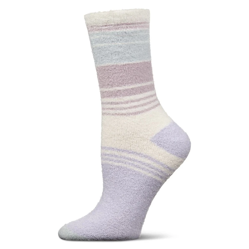 MeMoi Women's Stripes Aloe Infused Crew Socks
