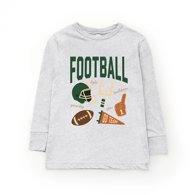 The Juniper Shop - Youth Long Sleeve Graphic T-Shirt Football Green Icons