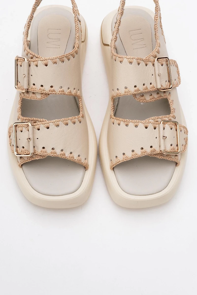 Forever & Always Womens Douro Braided Rope Strap Leather Sandals