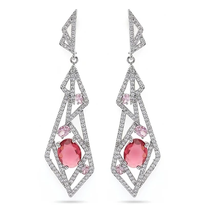 AGP PARIS Womens Glittering Hollow Geometric Drop Earrings