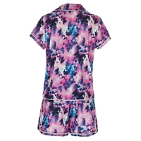 MeMoi Women's Stardust Tie Dye Notch Collar Cotton Blend Pajama Set