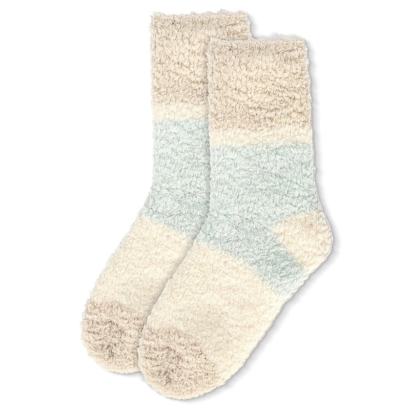 MeMoi Women's Colorblock Teddy Bear Plush Crew Socks