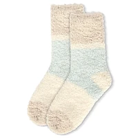 MeMoi Women's Colorblock Teddy Bear Plush Crew Socks