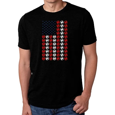 LOS ANGELES POP ART Men's Cotton/Poly Blend Soccer Flag T-Shirt, Crew Neck Short Sleeve