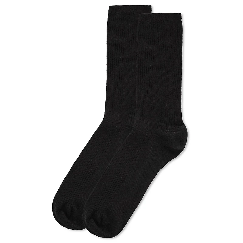 MeMoi Women's 2 Pair Pack Bamboo Blend Flat Ribbed Crew Socks
