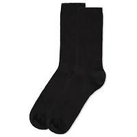 MeMoi Women's 2 Pair Pack Bamboo Blend Flat Ribbed Crew Socks