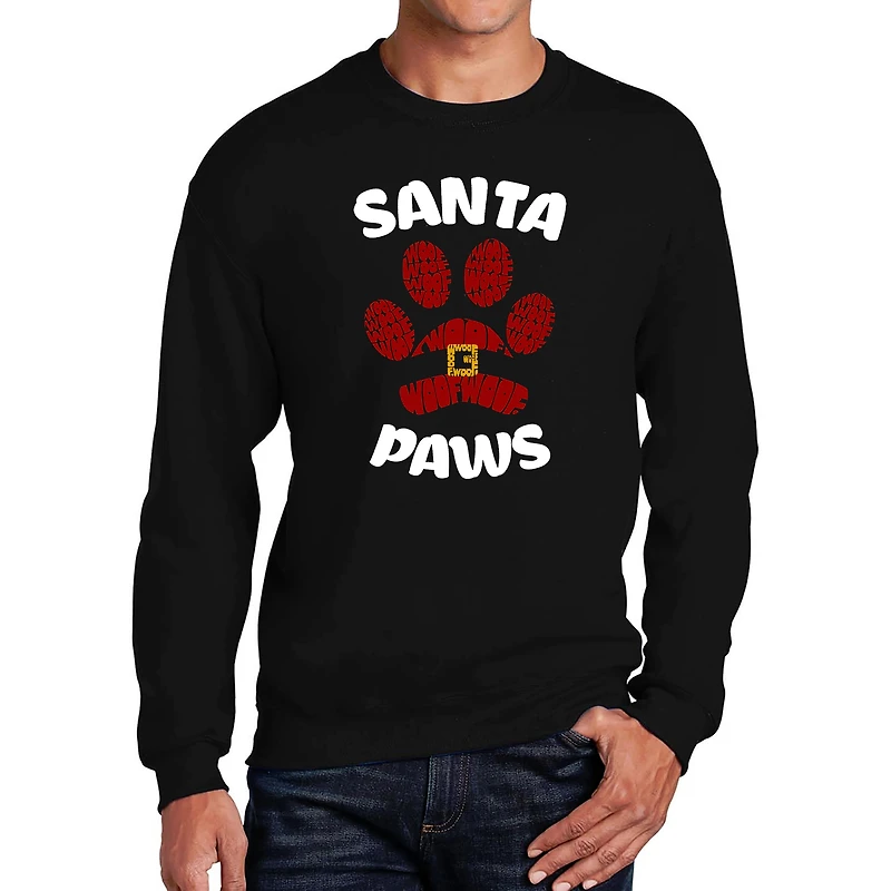 LA Pop Art Santa Paws - Men's Word Crew Sweatshirt