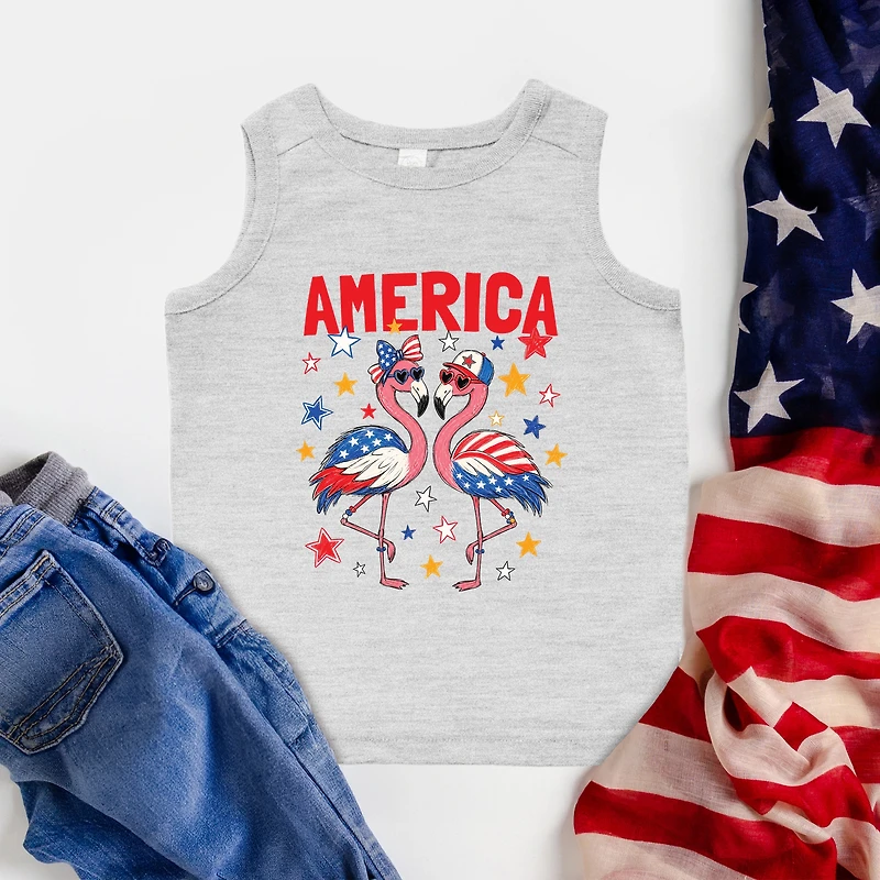 The Juniper Shop - America Flamingos Star Toddler Graphic Tank