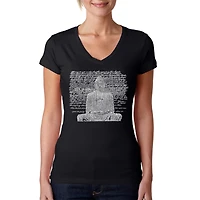 LA Pop Art Womens Word V-Neck T-Shirt - Zen Buddha