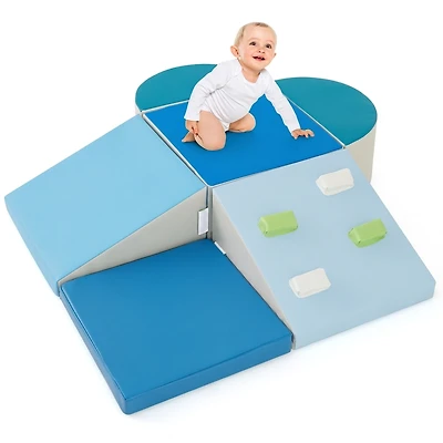 SUGIFT 6-Piece Soft Play Set for Toddlers with Climbing Triangle and Ramp Foam Blocks Ages 1+ As Pictures Shown