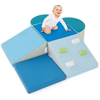 SUGIFT 6-Piece Soft Play Set for Toddlers with Climbing Triangle and Ramp Foam Blocks Ages 1+ As Pictures Shown