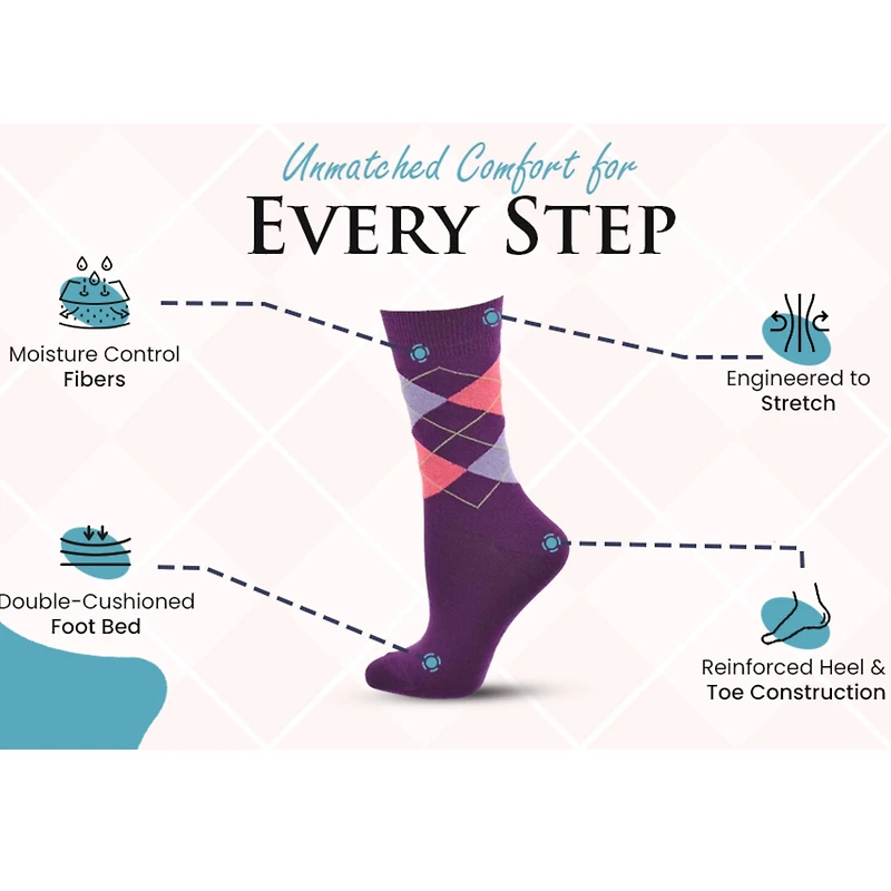 Wear Sierra Women's Combed Cotton Crew Socks 1 or 4 Pair Packs