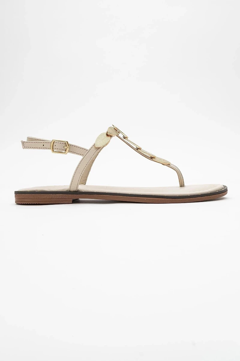 Forever & Always Womens Marea Leather Flat Sandals