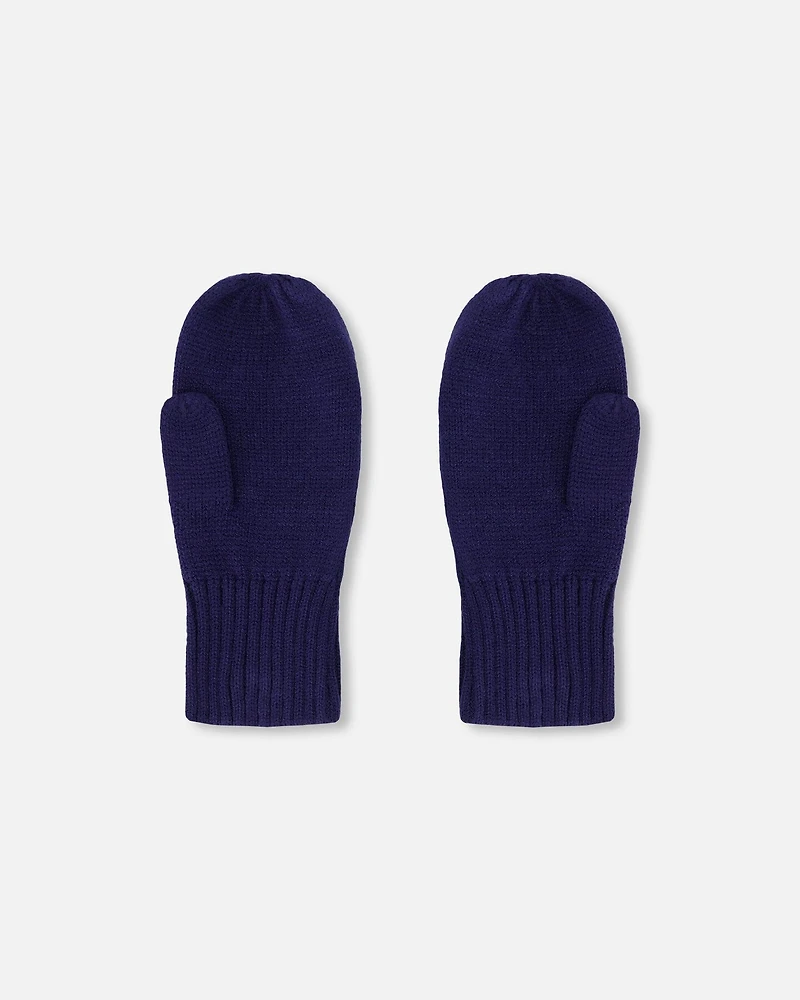 Deux par Unisex Ribbed Knit Logo Cuff Mittens