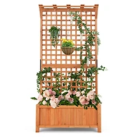 SlickBlue Wooden Planter Box with Trellis for Garden Vegetables Flowers