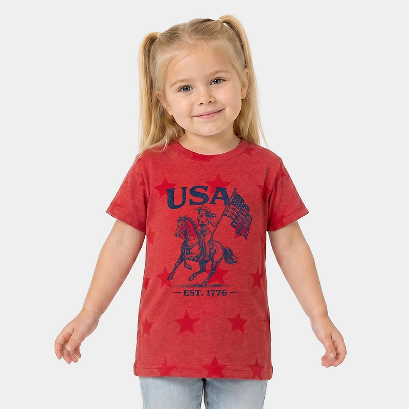 The Juniper Shop - USA Cowgirl Flag Toddler Short Sleeve Star Tee
