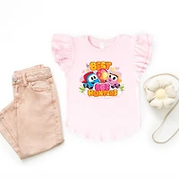 the Juniper Shop - Girl's Flutter Sleeve Graphic T-Shirt Leo Truck Best Egg Hunters