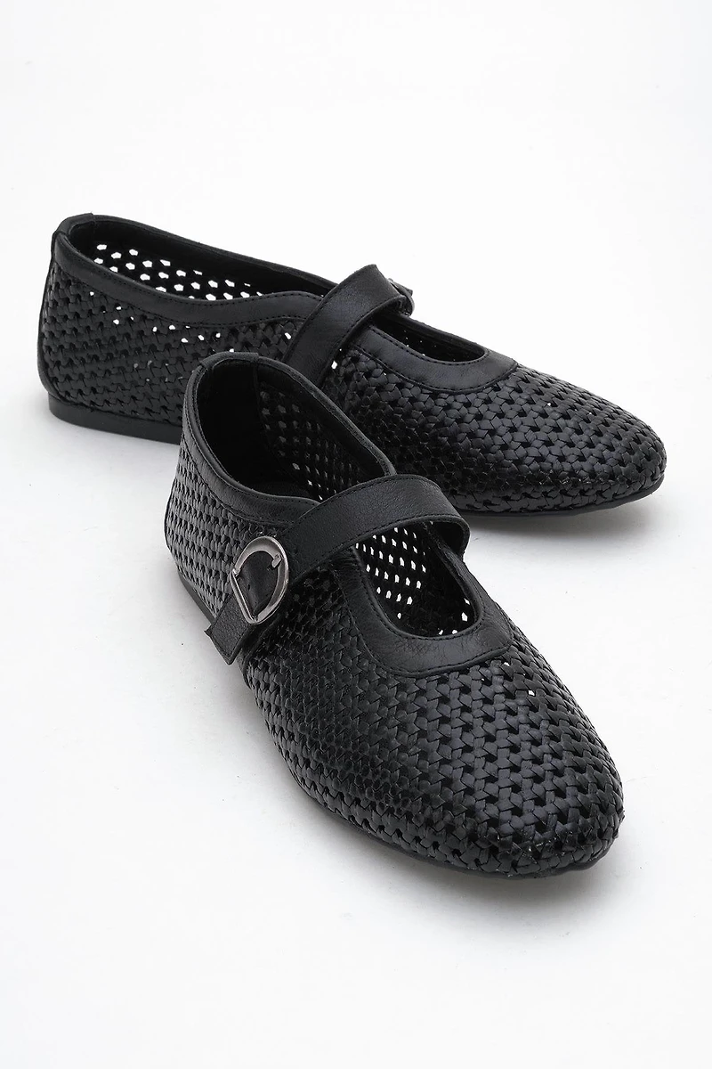 Forever & Always Womens MIRELLA Braided Leather Ballet Flats