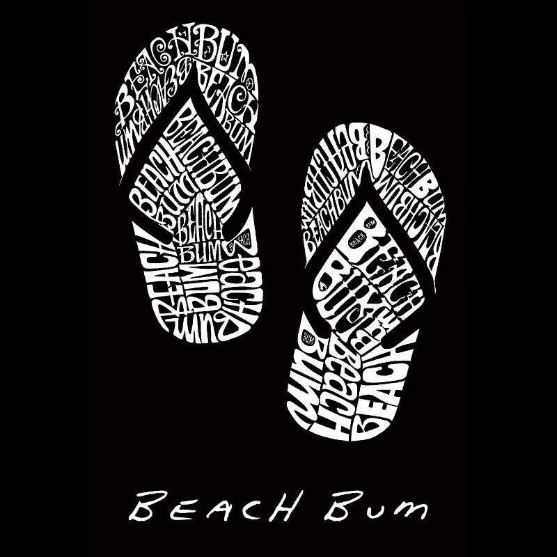 LA Pop Art Men's Cotton-Poly Word T-Shirt - BEACH BUM